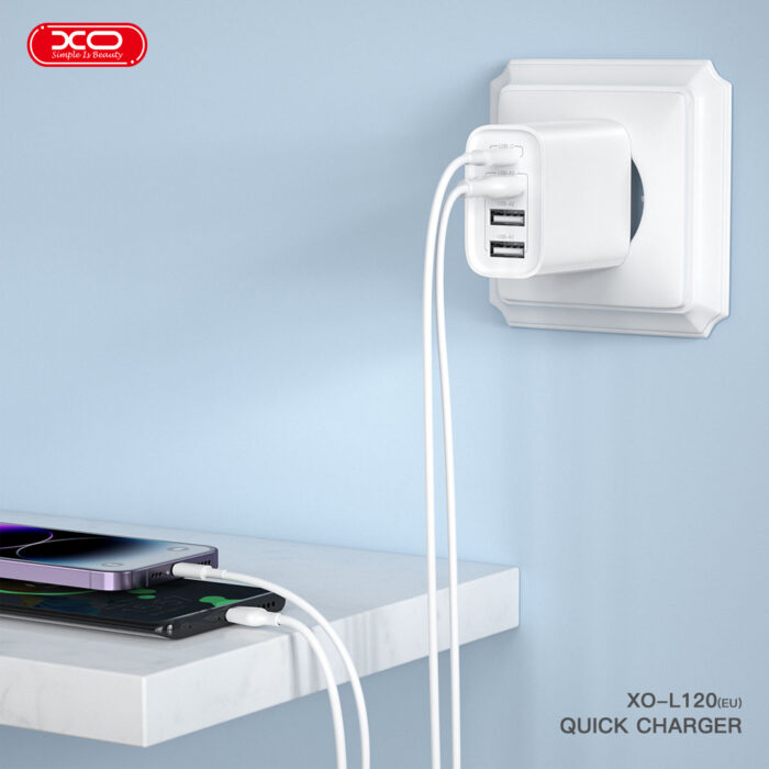 XO L120 (EU) multi port fast charging charger (USB-C 20W/USB-A 18W) - Image 3