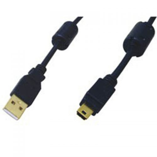 ΚΑΛΩΔΙΟ USB HIGH SP.MINI5PIN2mΜΑΥΡΟ/ΧΡΥΣΕΣ ΕΠΑΦΕΣ/ΦΕΡΡΙΤΗΣ 2m