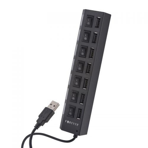 USB Hub 7 θέσεων με διακόπτες και υποδοχή εξωτερικής τροφοδοσίας Forever