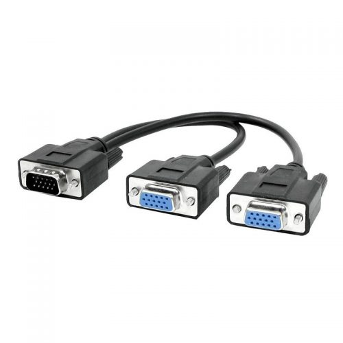 Splitter VGA 15pin HD Male σε 2x Female 0.2m μαύρο Powertech