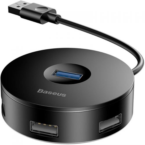 Hub Baseus 4xUSB 3.0/2.0 Round + power μαύρο