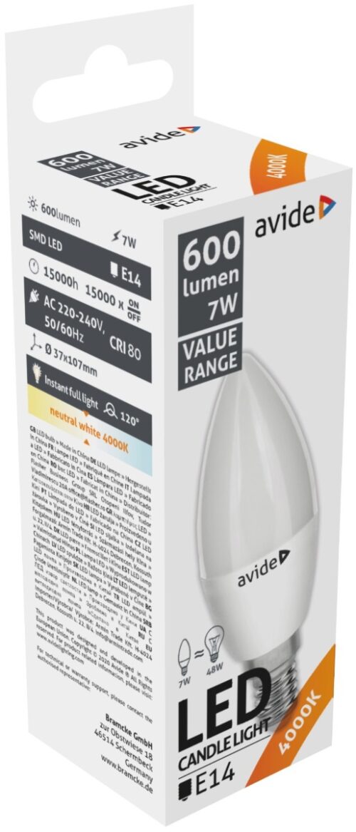 Avide LED Κερί 7W E14  Λευκό 4000K Value
