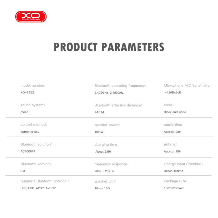 XO BE52  In-Ear Μονό Ακουστικό Bluetooth Μαύρο - Image 4