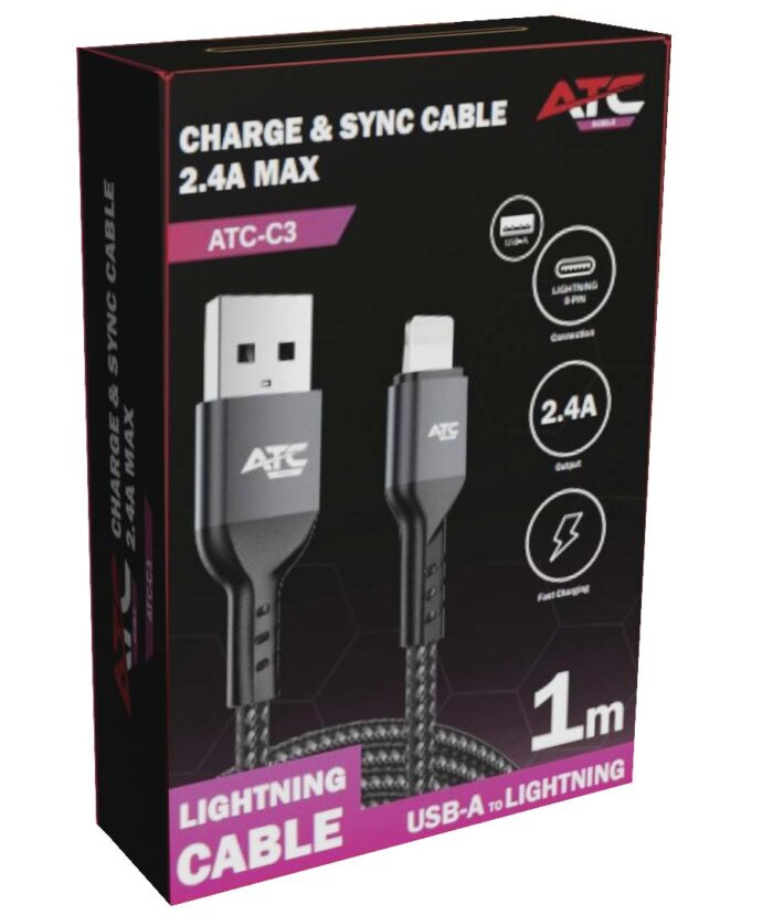ATC-C3 Charge & Sync Cable USB A/L 2.4A max - Image 2