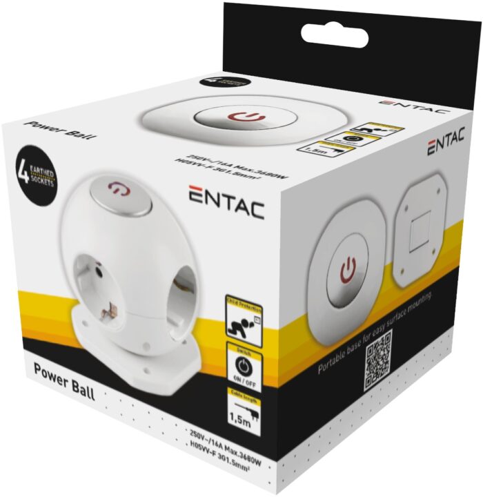 Entac Πολύπριζο 4 Θέσεων Με Διακοπτή Μπάλα 3G1.5 1.5m - Image 2