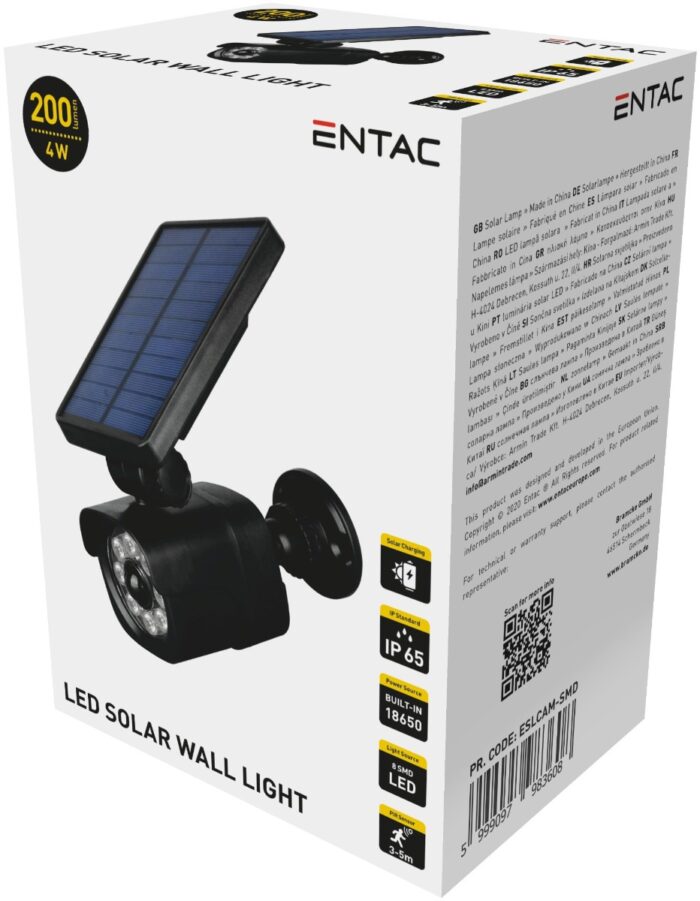 Entac Ηλιακό Φως Τοίχου 4W SMD Ψεύτικη Κάμερα με Ανιχνευτή Κίνησης - Image 2