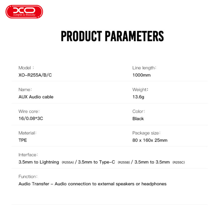 XO NBR255B audio adapter Type-C to 3.5mm - Image 2