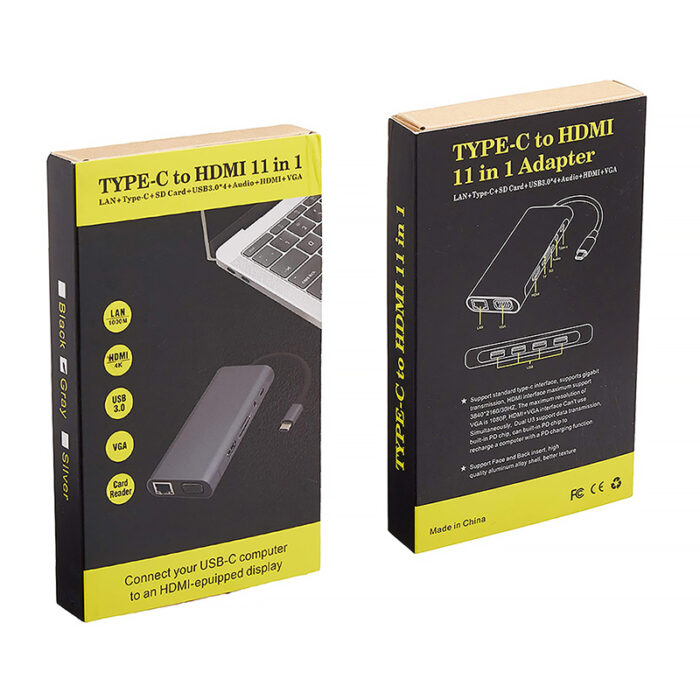 Μετατροπέας 11in1 RJ45 USBx4 VGA HDMIPD SD TF Audio - Image 2