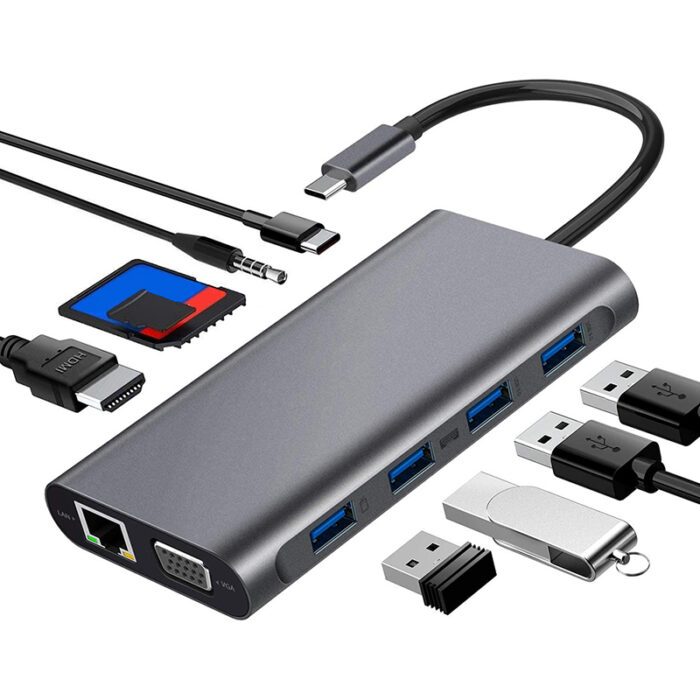 Μετατροπέας 11in1 RJ45 USBx4 VGA HDMIPD SD TF Audio - Image 12