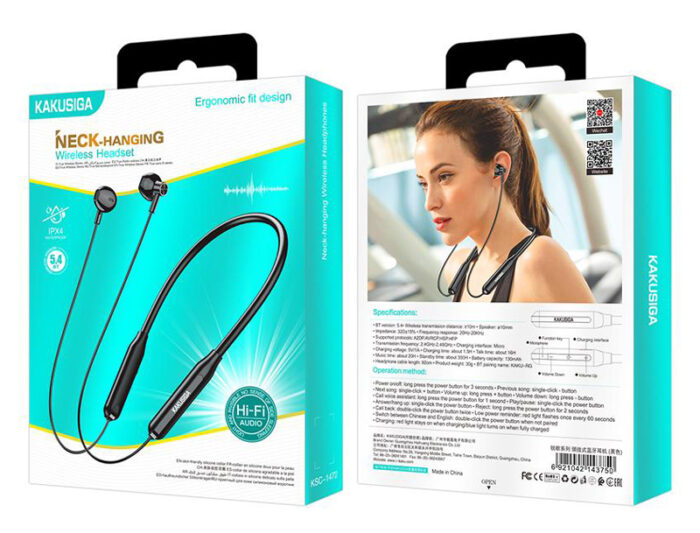 KAKUSIGA earphones KSC-1472 με μαγνήτη, Bluetooth, 10mm, 130mAh, μαύρα - Image 5