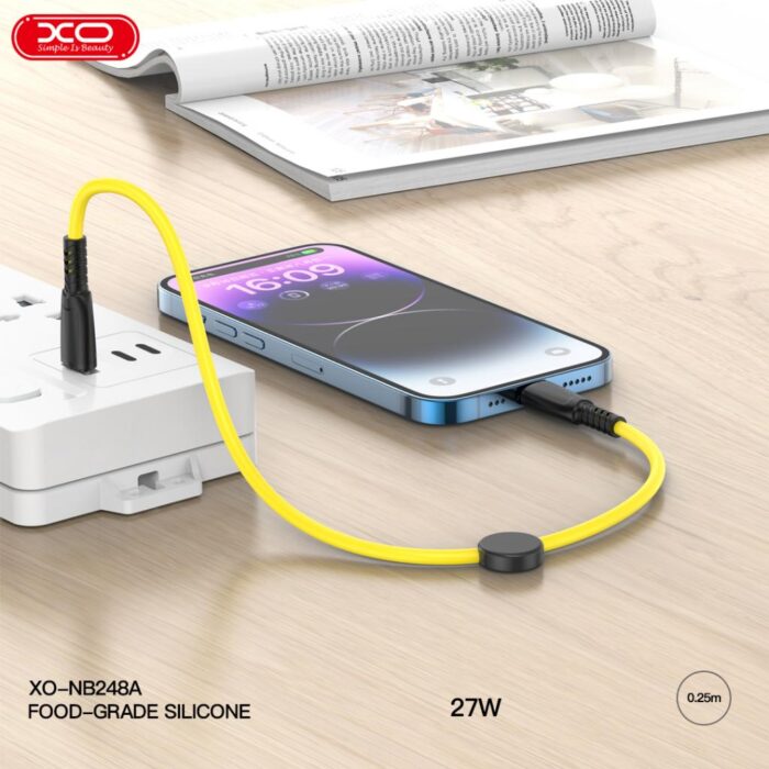 XO NB-Q248B Κοντό Καλώδιο Φόρτισης & Data 60W από Type-C σε Type-C 25cm Suluo Series Μαύρο - Image 6