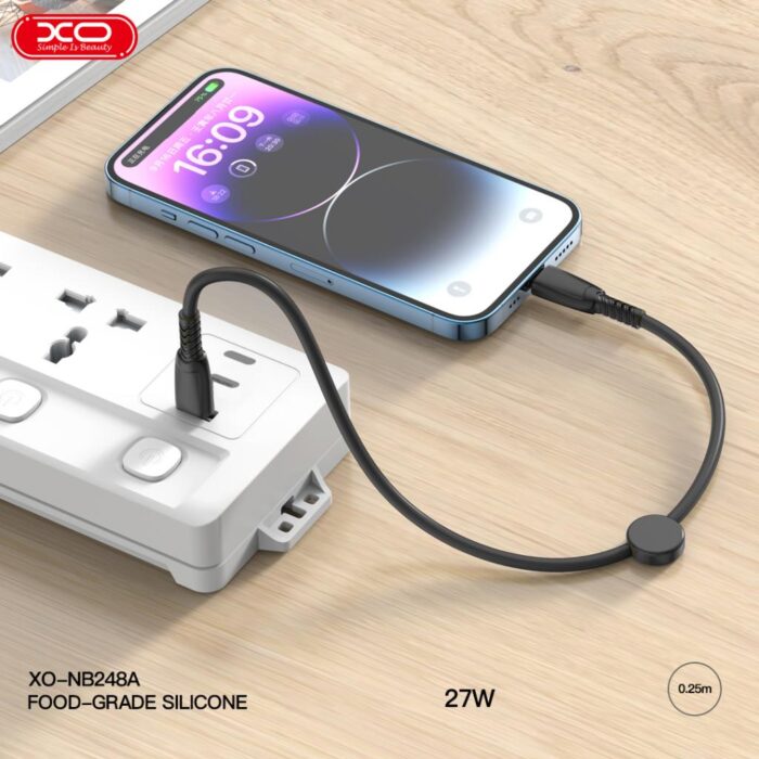 XO NB-Q248B Κοντό Καλώδιο Φόρτισης & Data 60W από Type-C σε Type-C 25cm Suluo Series Μαύρο - Image 5