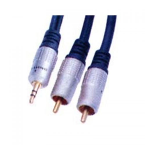 Καλώδιο ήχου 3.5mm stereo Αρσενικό / 2 RCA Αρσενικό 3m σε χρυσό μεταλλικό μαύρο