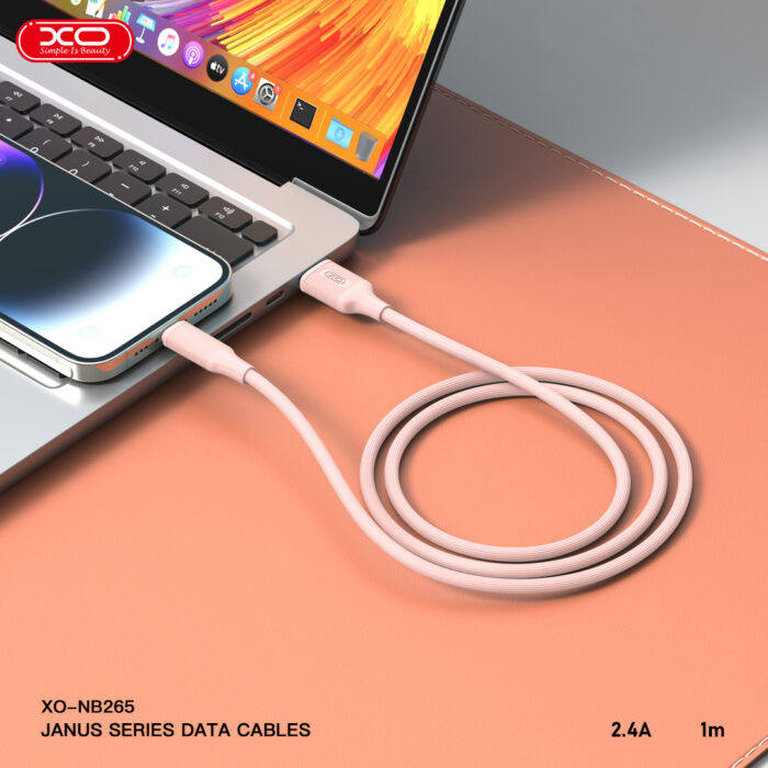 XO NB265 Μινιμαλιστικό Καλώδιο Type-C Ροζ - Image 2