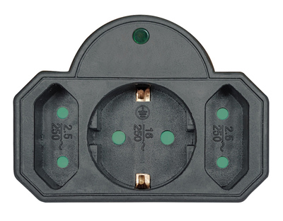 POWERTECH αντάπτορας ρεύματος PT-817, 1x schuko, 2x euro, 16A, μαύρος