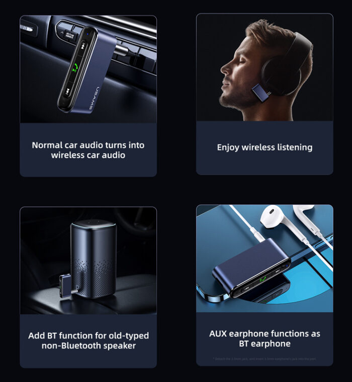 USAMS ασύρματο audio receiver US-SJ519 με μικρόφωνο, Bluetooth 5.0, γκρι - Image 4