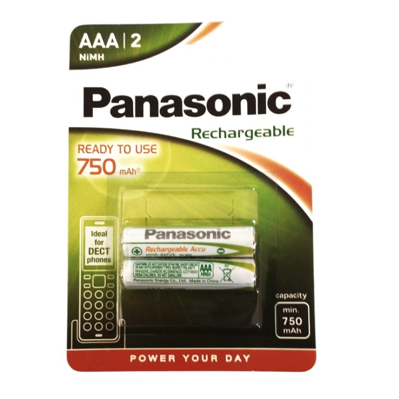 Panasonic Επαναφορτιζόμενη ΗR03 750mAh AAA (2τμχ)