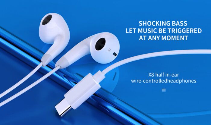 YISON earphones με μικρόφωνο X8, USB-C σύνδεση, Φ13mm, 1.2m, λευκά - Image 2