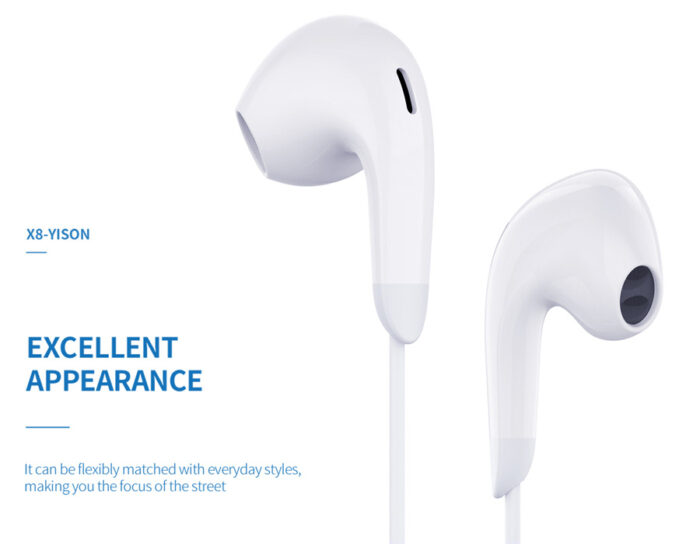 YISON earphones με μικρόφωνο X8, USB-C σύνδεση, Φ13mm, 1.2m, λευκά - Image 3