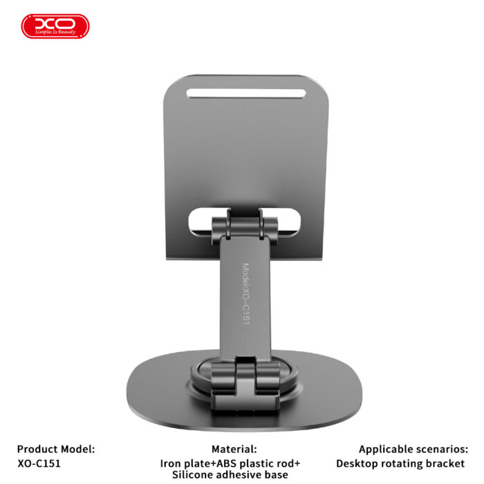 XO C151 Μεταλλική  360° Περιστρεφόμενη Επιτραπέζια Βάση Κινητού - Image 5